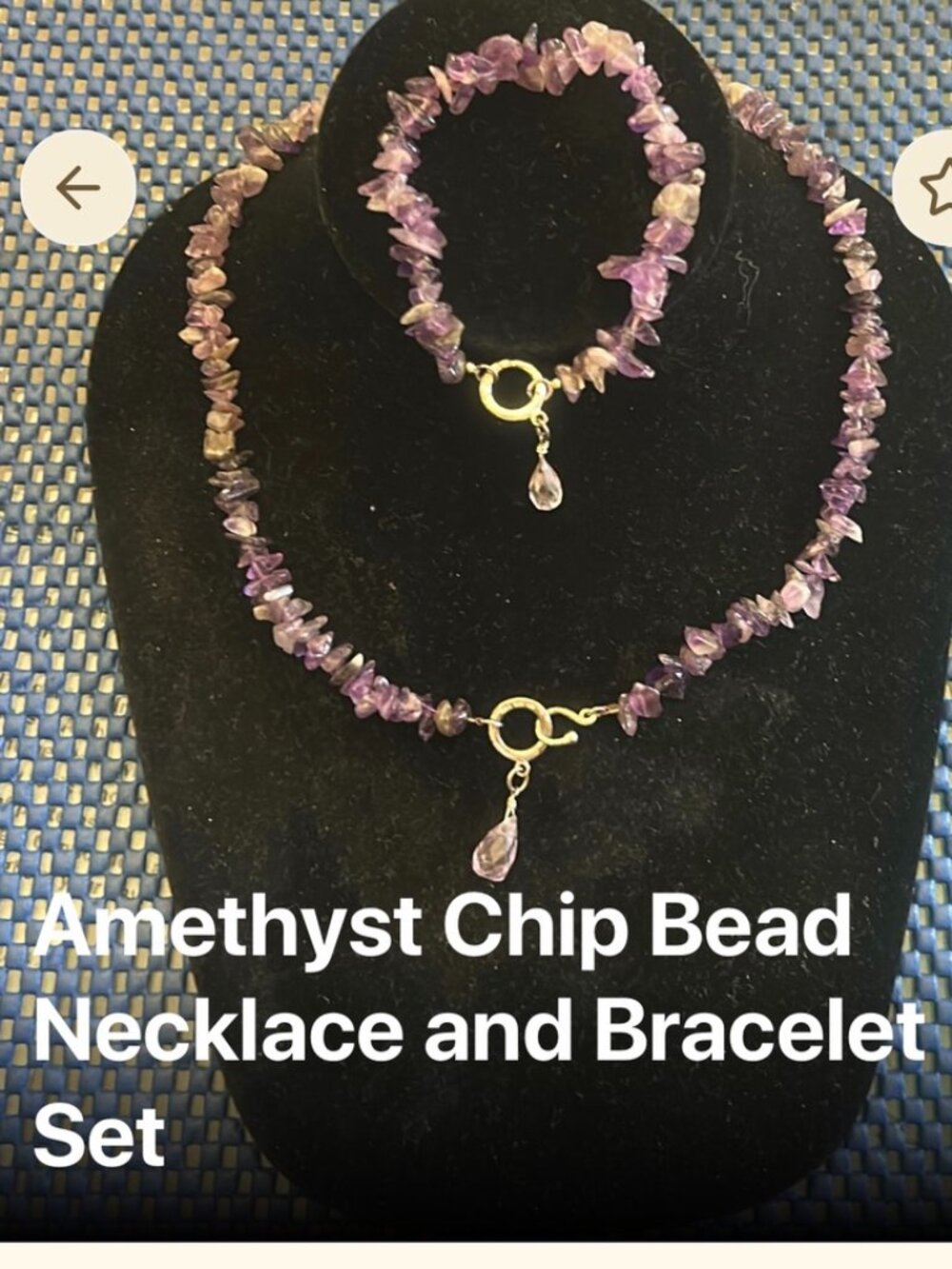 VTG! Sterling Silver Purple Amethyst Chip 17" Necklace & 8" Bracelet Jewelry Set